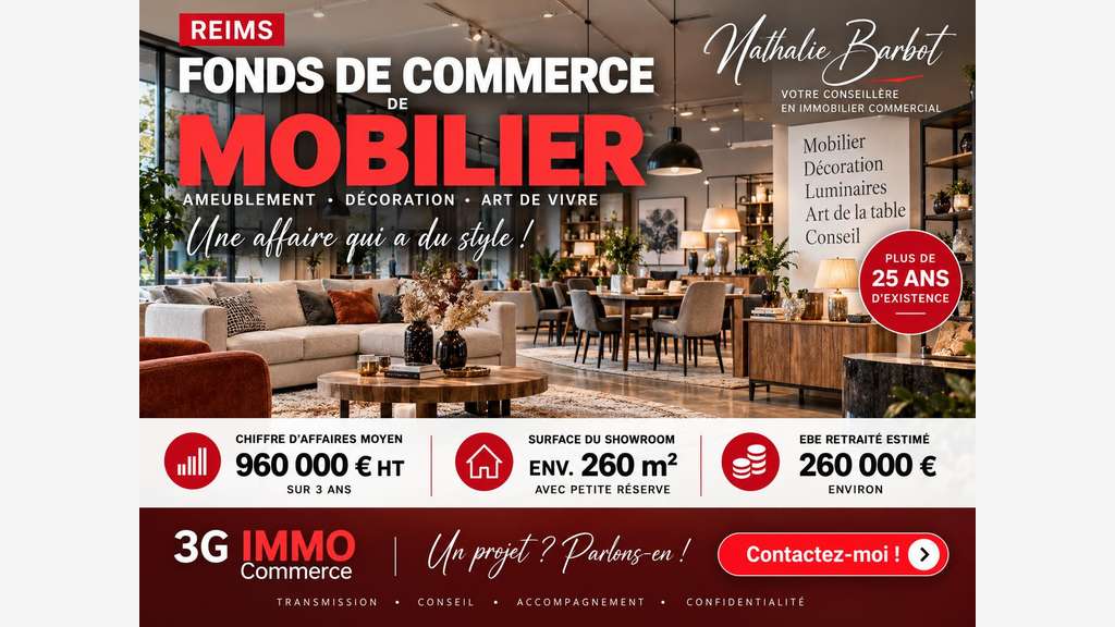 Vente FDC mobilier et décoration rentable à Reims