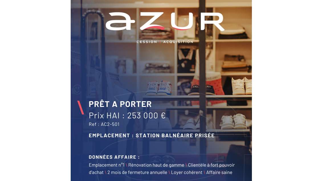 VENTE Boutique Prêt-à-Porter Emplacement N°1