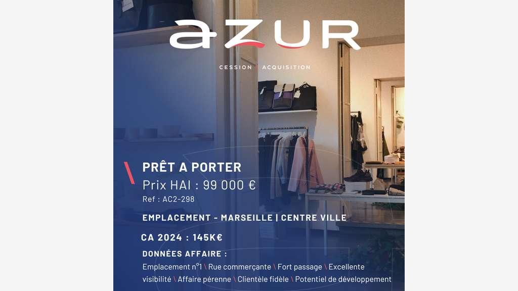 VENTE Prêt a porter emplacement n°1 Centre Ville