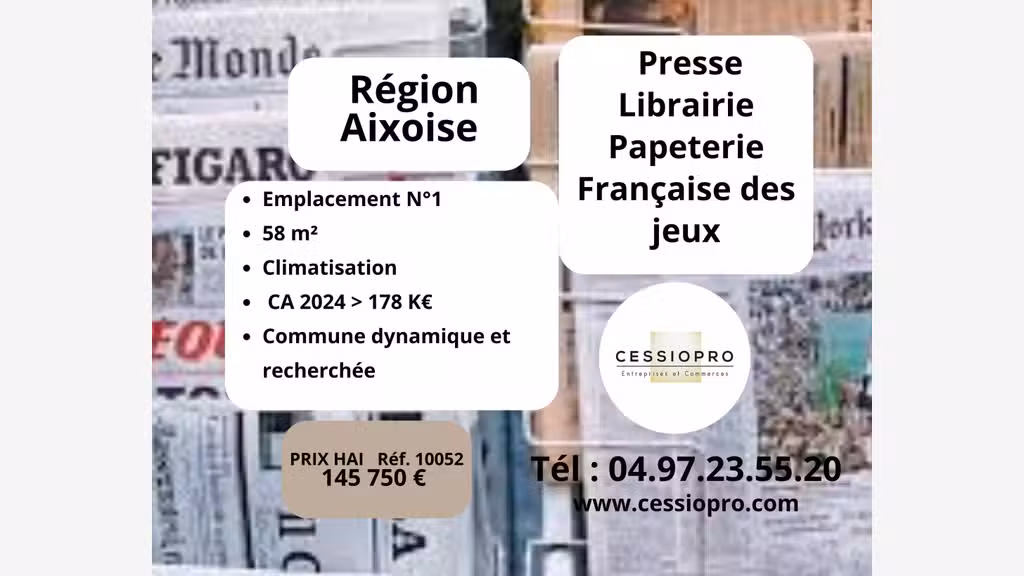 Cède FDC presse librairie papeterie FDJ Aix en Pce