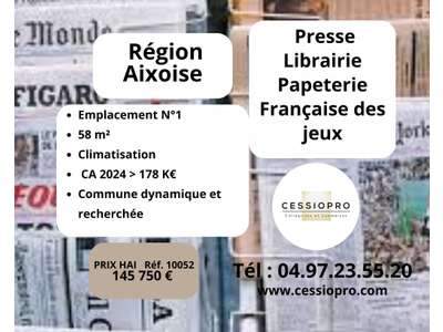 Vente Librairie - Papeterie à Aix-en-Provence