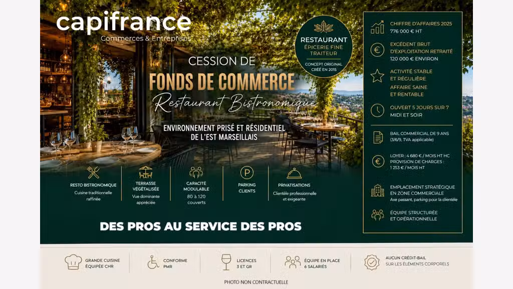 Vente FDC restaurant traditionnel Est Marseillais
