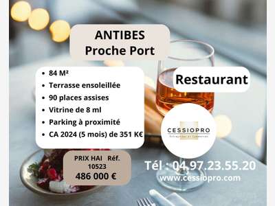Vente restaurant terrasse proche du port Antibes