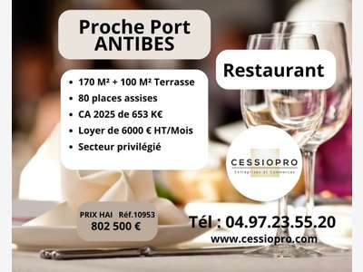 AV restaurant 170m² + terrasse proche port Antibes