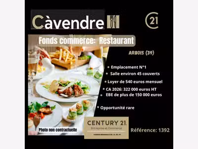 Cède restaurant en cité viticole d'Arbois empl n°1