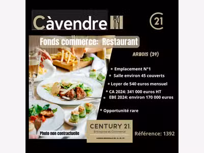 Cède restaurant en cité viticole d'Arbois empl n°1