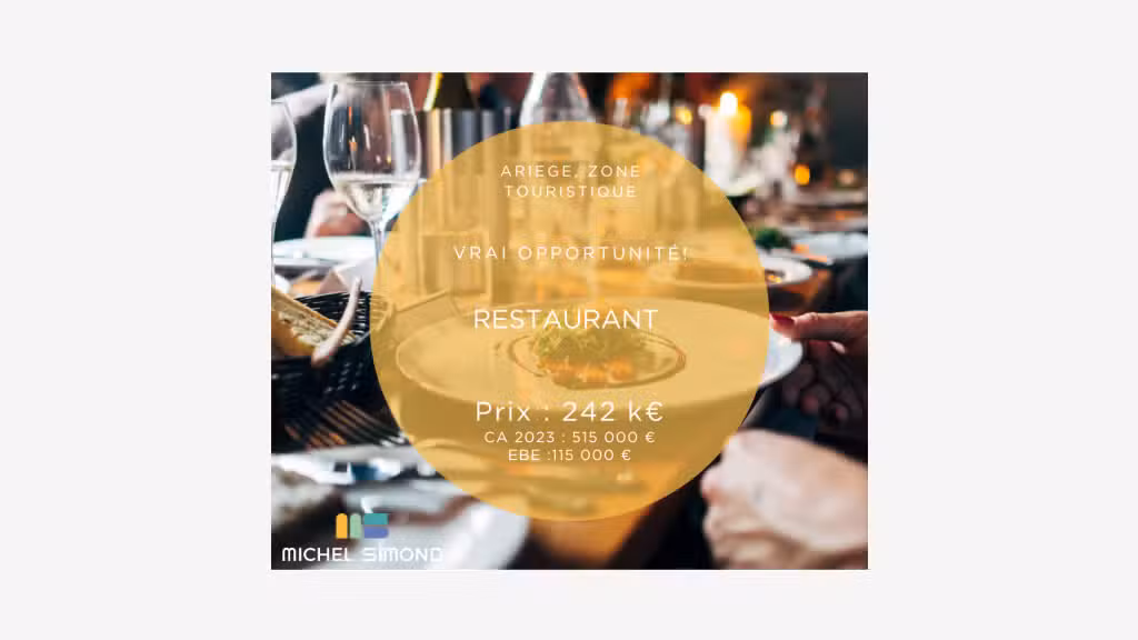 Vente restaurant ville touristique d'Occitanie