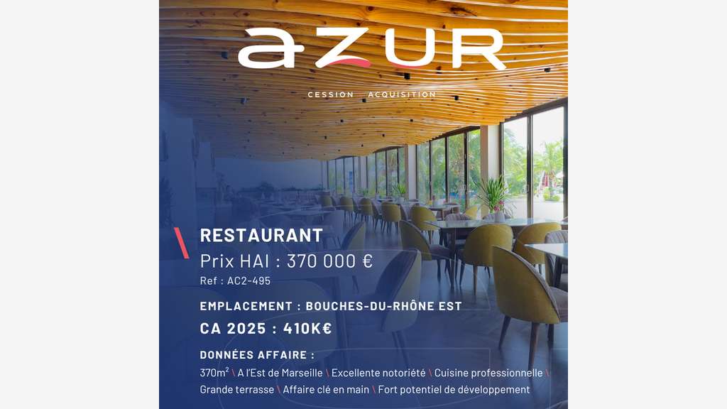 Vente restaurant grande terrasse prox. Marseille