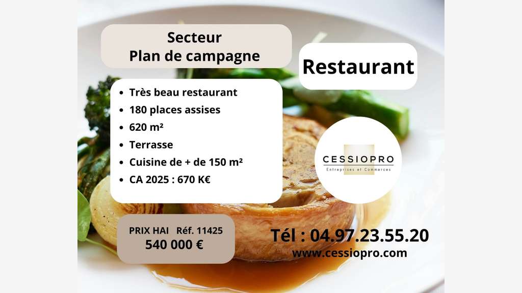 Cède très beau restaurant avec terrasse à Cabries