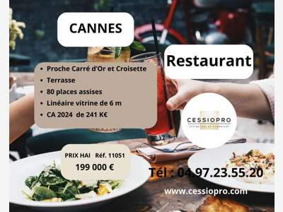 A vendre restaurant à Cannes proche Carré d'Or