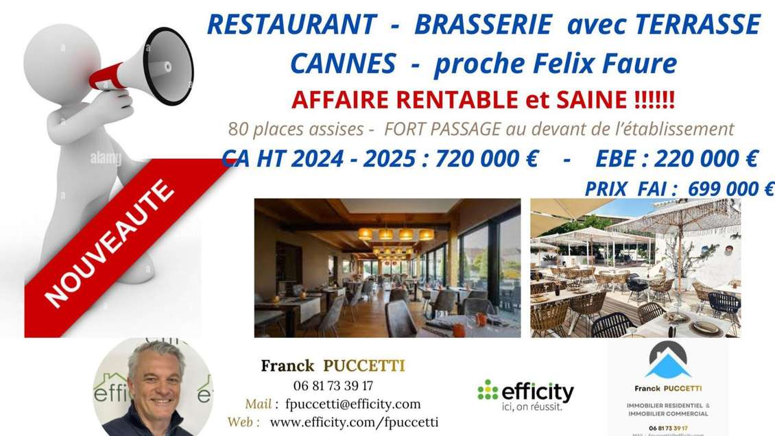 AV restaurant emplacement premium à Cannes