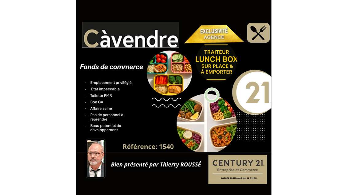 Vente restaurant traiteur à Chalon Sur Saône