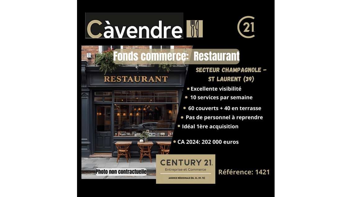 Vente restaurant dans le Jura secteur Champagnole