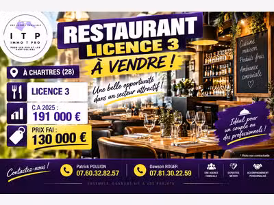 RESTAURANT LICENCE 3 EN PLEIN CENTRE VILLE DE