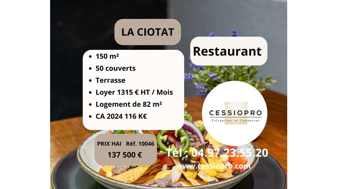 Vente restaurant et appartement à la Ciotat