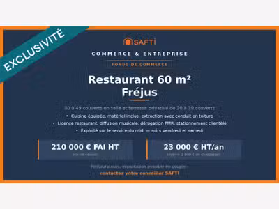 Vente restaurant tradi de 60m² + terrasse à Fréjus