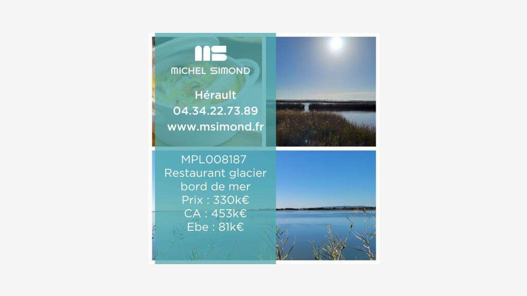 Vente restaurant glacier terrasse littoral Hérault