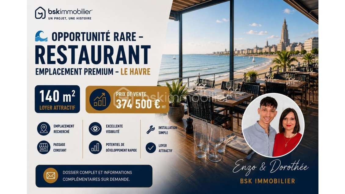 Vente restaurant emplacement premium au Havre