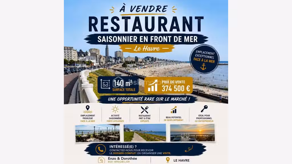 Vente restaurant emplacement premium au Havre