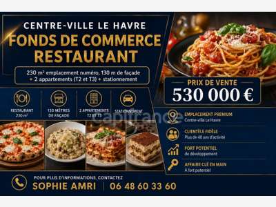 Vente restaurant 380m² en Centre-Ville Le Havre