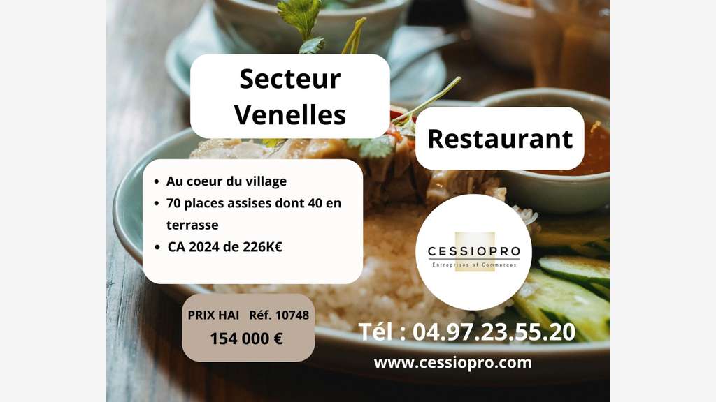 Vente restaurant secteur Venelles ca 226 k€