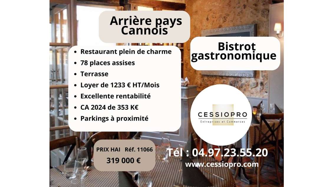 Vente bistrot gastronomique arrière-pays cannois