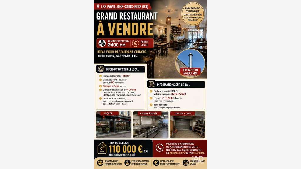 AV restaurant extraction aux Pavillons-sous-Bois