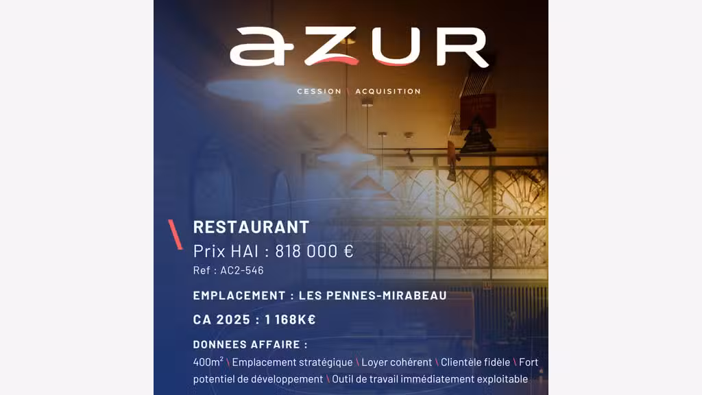 VENTE Restaurant aux Pennes Mirabeau