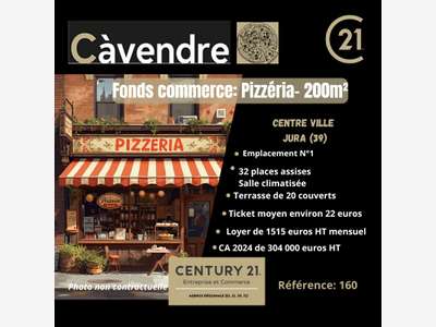 Vente pizzéria emplacement n°1 centre ville Jura