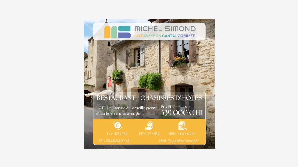 Vente restaurant chambres d'hôtes dans le Lot