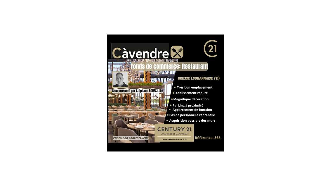 A vendre restaurant en Bresse Louhannaise