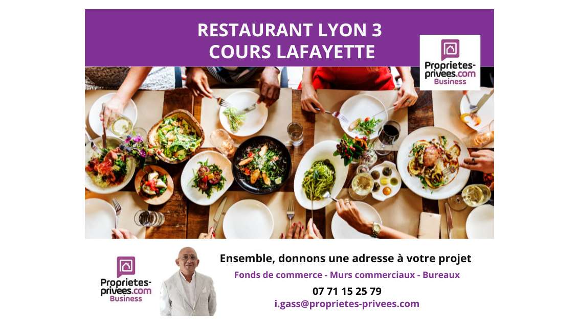 Vente restaurant 60 couverts terrasse à Lyon 03