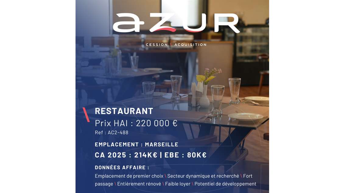 VENTE Restaurant Emplacement de premier choix