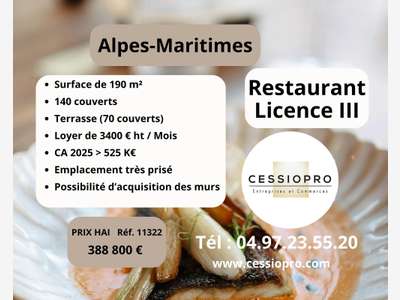 A vendre restaurant lic III Alpes Maritimes