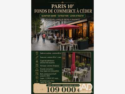 Vente restaurant avec extraction et terrasse 75010