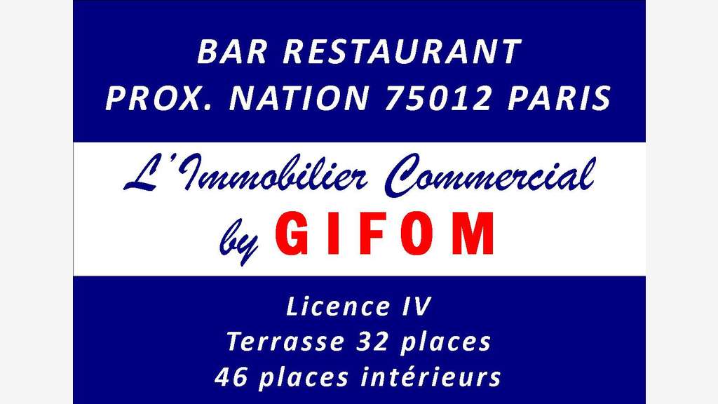 Vente fonds bar restaurant 75012 prox Place Nation