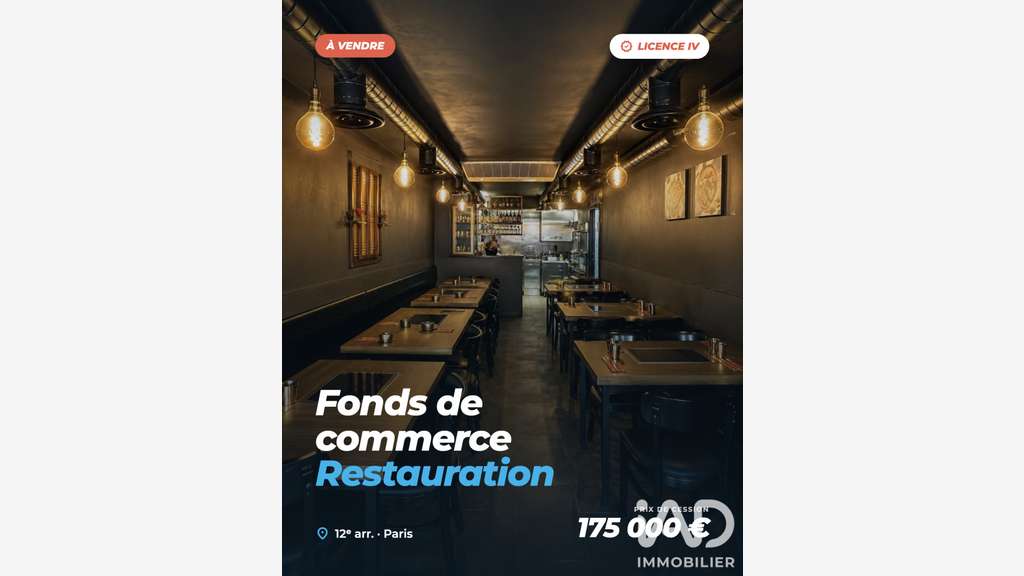 Vente restaurant licence IV à Paris 75012