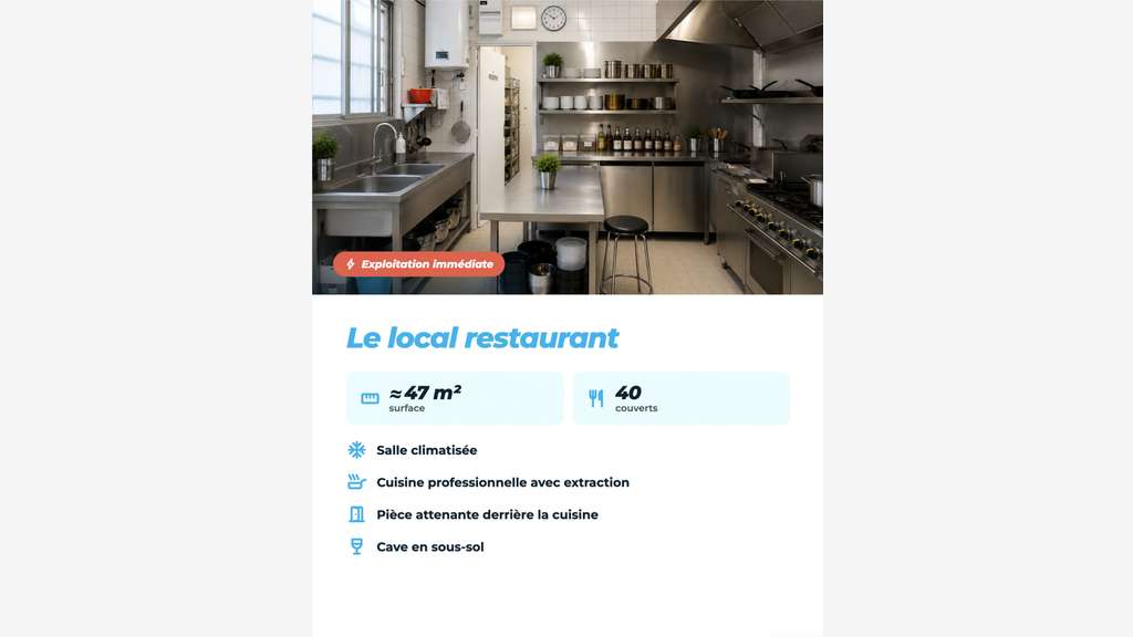 Vente restaurant licence IV à Paris 75012