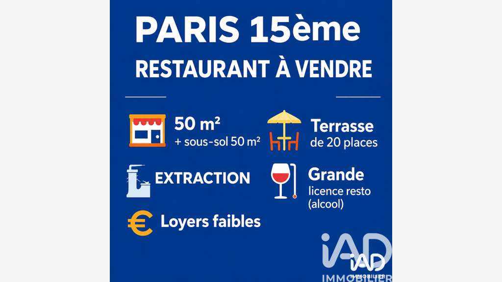 Vente restaurant avec extraction à Paris 75015