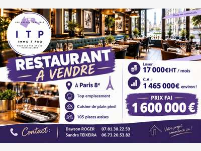 Cède magnifique restaurant en plein coeur de Paris