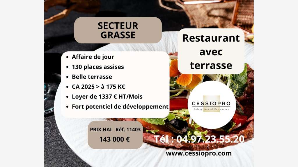 Restaurant avec terrasse ombragee secteur Grasse