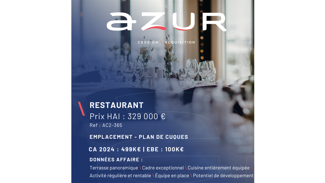 VENTE Restaurant avec parking à Plan de Cuques