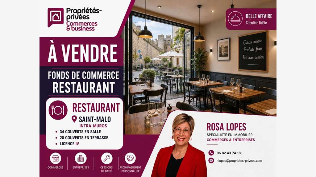 Vente bar restaurant Saint Malo 35400 intra muros