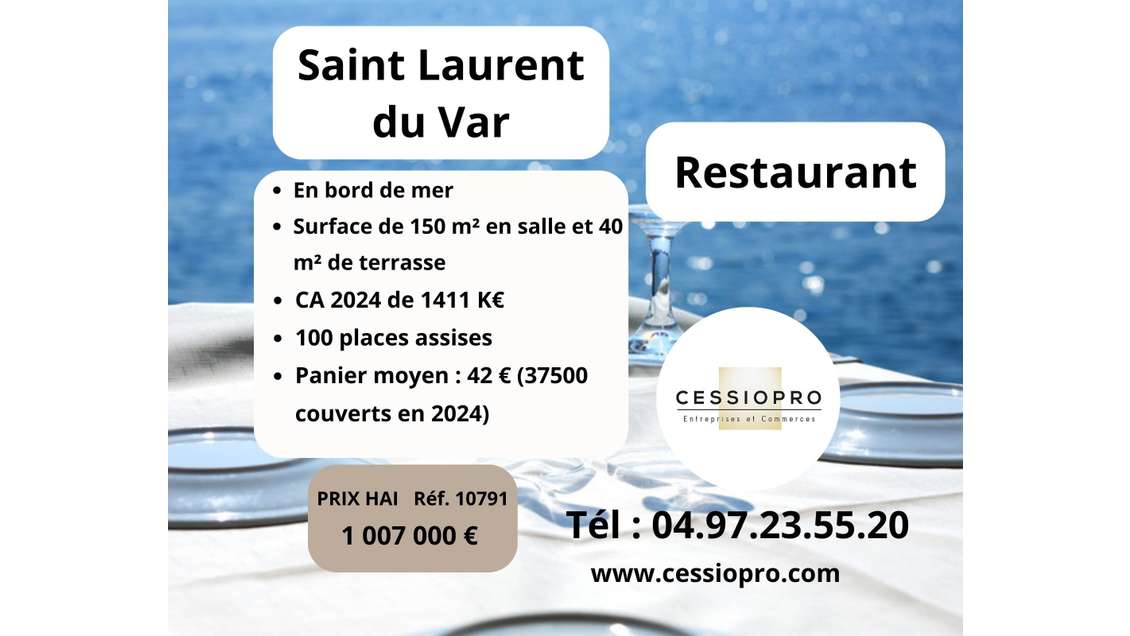 Vente restaurant emblématique en bord de mer 06