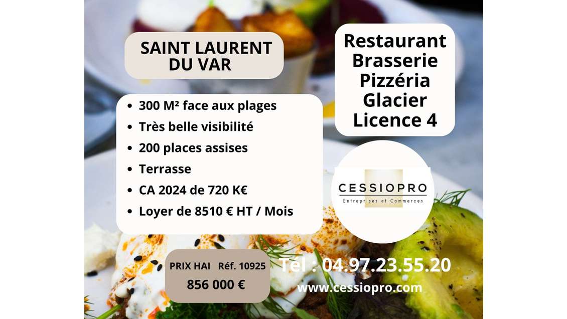 Cède restaurant brasserie pizzeria glacier dept 06