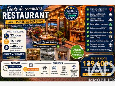 Vente restaurant empl N°1 à Saint-Pierre-la-Mer