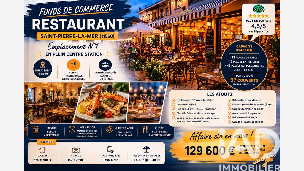 Vente restaurant empl N°1 à Saint-Pierre-la-Mer