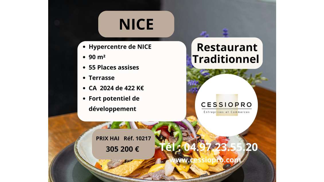 Cède restaurant traditionnel en plein cœur de Nice