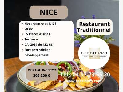Cède restaurant traditionnel en plein cœur de Nice