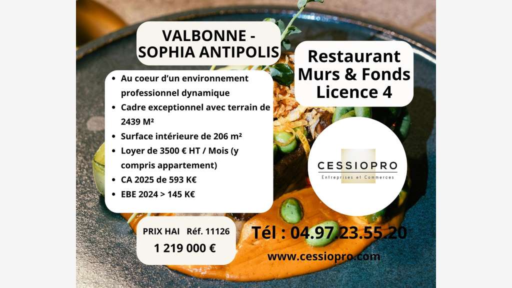 AV restaurant Murs FDC Valbonne Sophia Antipolis 